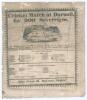 &lsquo;Cricket Match at Darnall, for 200 Sovereigns&rsquo; 1826. Sheffield and Leicester v Nottingham. Very early and rare original double sided score sheet for the match played at the Darnall New Ground, Sheffield, 24th- 26th July 1826. Both sides with printed title - 2