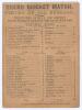 &lsquo;Eleven of All England versus Twenty-Two of Hull and District&rsquo; 1863. Early original single sided scorecard for the match played at Hull, 7th- 9th September 1863, showing the scores at the completion of the match on the third day, All England having just w