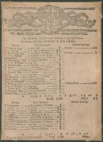 ‘United South Eleven v. 20 of Lewes’ 1865. Early original scorecard with incomplete printed scores for the match played at Dripping Pan, Lewes, 7th- 9th September 1865 for the benefit of C.H. Ellis. The twenty of Lewes batted first and reached 129 in thei