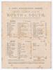 &lsquo;Grand Cricket Match. North v. South&rsquo; 1876. Richard Daft&rsquo;s &lsquo;Complimentary Benefit&rsquo;. Early original double sided scorecard with complete printed scores for the match played at Trent Bridge, 17th- 19th July 1876. Batting first, North scored 102, William Osc