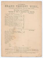 ‘Canterbury Grand Cricket Week. Thirteen of Kent v. Eleven of All England’ 1880. Early original double sided scorecard with incomplete printed scores for the match played at Canterbury, 2nd- 4th August 1880. The scorecard shows the completed first innings