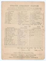 ‘Grand Cricket Match. Gentlemen of Yorkshire v. Players of Yorkshire’ 1882. Early original single sided scorecard with apparent complete printed scores for the match played at Bramall Lane, Sheffield, 7th & 8th July 1882. The card shows the teams comprisi