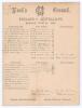 &lsquo;England v. Australians&rsquo; 1884. First Test match to be played at Lord&rsquo;s. Early official double sided scorecard with incomplete printed and handwritten scores in pencil to the close of the first day&rsquo;s play in the second Test match, Lord&rsquo;s, 21st- 23rd July 1