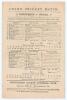&lsquo;Grand Cricket Match. Derbyshire v. Sussex&rsquo; 1884. Early original scorecard with incomplete printed scores up to the close of the second day&rsquo;s play. Sussex batted first and were bowled out for 125, Jesse Hide top scorer with 38. Replying, Derbyshire reache