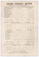 Australian tour to England 1888. ‘Grand Cricket Match. Australians v. Shaw & Shrewsbury’s XI’ 1888. Early original single sided scorecard for the match played at Old Trafford, 13th- 15th September 1888. The scorecard blank with teams listed for the start 