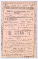 ‘Grand Cricket Week. North v. South’ 1889. Early original 12pp scorecard/ booklet with complete printed scores for the match played at the Central Recreation Ground, Hastings, 12th- 14th September 1889. The scorecard comprises each innings printed to a si