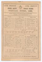 ‘Sussex v. Gloucestershire’ 1890. Early original double sided scorecard with complete printed scores for the match played at the County Ground, Hove, 26th- 28th May 1890. Sussex batted first and reached 301 with contributions from Walter Quaife (74) and B