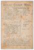 &lsquo;Canterbury Jubilee Cricket Week. Kent v. Gloucestershire&rsquo; 1891. Early original double sided scorecard with complete printed and handwritten scores in pencil for the match played at the St. Lawrence Ground, Canterbury, 3rd- 5th August 1891. In a rain affe
