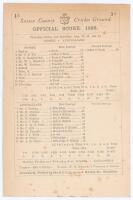 Australia tour to England 1896. ‘Sussex v. Australians’. Early original double sided scorecard with incomplete printed scores for the tour match played at the County Ground, Hove, 13th- 15th August 1896. Sussex elected to bat first and posted a total of 2