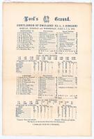 Gentlemen of England XI. v. I Zingari’ 1904. Early original silk scorecard for the match played at Lord’s 6th- 8th June 1904. In a remarkable match, the Gentlemen batted first and reached 267 thanks to Leonard Moon’s highest first-class score of 162. Bern