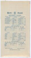 ‘Gentlemen v. Players’ Centenary match 1906. Early original commemorative silk scorecard for the match played at Lord’s, 9th- 11th July 1906. The Gentlemen elected to bat first and were bowled out for 167 with Arthur Fielder taking all ten wickets for 90 