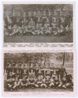 Rugby Union. South African tour to Europe 1906/07. Two original mono real photograph postcards of the Sprinkboks team depicted seated and standing in rows wearing rugby attire. Both postcards with printed titles and players’ names to borders. One Philco S