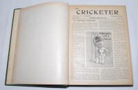 ‘The Cricketer’ magazine 1921-1962. Five boxes comprising a complete run totalling fifty volumes either bound or in binders. The first two volumes bound in official publisher’s green cloth, lacking original wrappers, red speckled page edges. Vol. I nos. 1