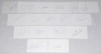 Motor racing signatures 1990s-2000s. Thirty six plain white cards, each individually signed by a motor racing driver with duplication of signatures. Signatures are Matt Neal (3), Nick James (2), Rob Collard (3), Gabriele Tarquini (3), Rickard Rydell, John