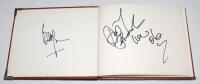 Sporting and entertainment signatures. Brown autograph album comprising over eighty signatures collected early 2000s covering football, golf, cricket, tennis, athletics, rowing, music and entertainment. Each nicely signed in ink individually to one side o