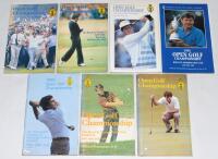 Open Golf Championship 1980- 1993. Seven official programmes for the Championships held at Muirfield 1980, Royal St. George’s, Sandwich 1981, 1985 and 1993, Royal Birkdale 1983, St. Andrews 1984, and Turnberry 1986. Includes official Order of Play cards f