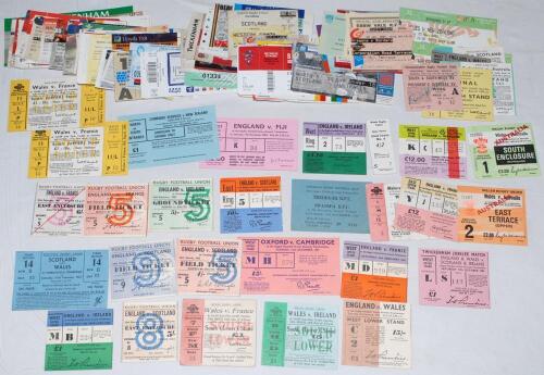 Rugby Union match tickets 1956-2014. A good selection of over 250 original admission tickets for matches played mainly in Britain, including home internationals, Test and club matches, tour matches, friendlies, Varsity matches, trials Challenge Cups etc. 