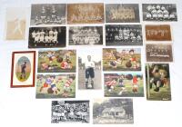 Early football and sporting postcards. Two mono real photograph postcards, one of ‘The Two Popular Favourites’, Shipstone Brewery promotional postcard depicting the ‘Nottingham Forest Football Club Wembley 1959’ team and brewer’s dray, with printed signat