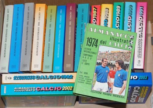 Italian football annuals 1974-2004/05. &lsquo;Almanacco Illustrato del Calcio&rsquo; [Football Illustrated Alamanac]. Seventeen editions for seasons 1974, 1977-1979, 1981-1985, 1987-1992, 2002 and 2003. All hardbacks with the exception of the 1987 softback edition. P