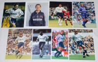 Tottenham Hotspur F.C. Eight colour press photographs of Spurs players, each signed by the featured player. Signatures are Sol Campbell, Darren Anderton, Steffen Freund, Steffen Iversen, Oyvind Leonhardsen, Ian Walker, Chris Armstrong and David Ginola. 10