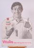 Fred Trueman. &lsquo;Vitalis- Keeps even my hair neat all day&rsquo;. Original 1960&rsquo;s free standing card advertising sign/show card showing Trueman, half length, in England sweater holding and pointing at the bottle of Vitalis. Approx 19&rdquo;x28&rdquo;. Some wear, scratching, 