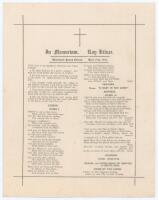 Roy Kilner. Yorkshire, Europeans & England 1911-1927. Official single sided order of service sheet for the memorial service held for Kilner at Wombwell Church, 10th April 1928. 8”x10.5”. Horizontal and vertical folds, otherwise in good condition.