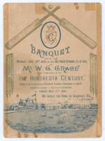 W.G. Grace. ‘Banquet held on Monday, June 24th 1895 at the Victoria Rooms, Clifton to Mr W.G. Grace in celebration of his One Hundredth Century, completed on Gloucestershire County Ground in match Somersetshire v Gloucestershire, on Friday May 17th 1895’.