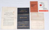 Lancashire C.C.C. 1873-1968. Five items relating to Lancashire including a Manchester C.C. 1873 folding member’s ticket with printed fixtures to centre, officers listed to rear. ‘Lancashire County, 1883, and Manchester Cricket Club’, three part folding me