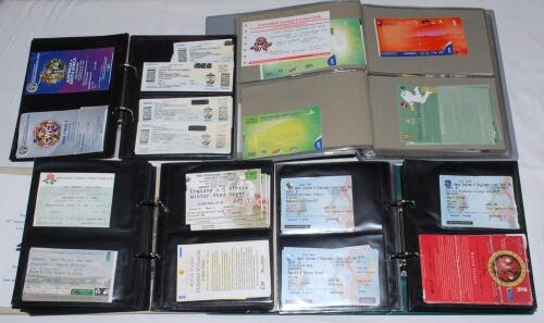 Test and County match tickets 1990s-2010s. Box of four album binders comprising over seven hundred original modern match tickets covering Test series, one day internationals, County matches, World Cup etc. with some overseas series. A good number of Test 