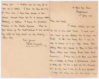 William Lloyd ‘Billy’ Murdoch. New South Wales, Sussex, London County, Australia & England 1875-1904. Original and interesting two page ‘begging letter’ handwritten in black ink from Murdoch to ‘Dear Old Dick’, dated 11th January 1904. Murdoch appears to 