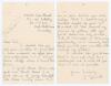 John Alfred ‘Jack’ Flavell. Worcestershire & England 1949-1967. Original two page handwritten letter, undated but late 1940s, from Flavell to Warwickshire C.C.C. Writing from army barracks in Oswestry, Flavell states that he has had an offer from Worceste