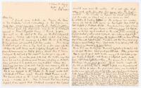 A.F. Wiren letter to Plum Warner 1940. Lengthy two page handwritten letter with good cricket content from Wiren at his home in Wellington, New Zealand, to Warner, editor of ‘The Cricketer’. Dated 14th October 1940, Wiren congratulates Warner on his articl