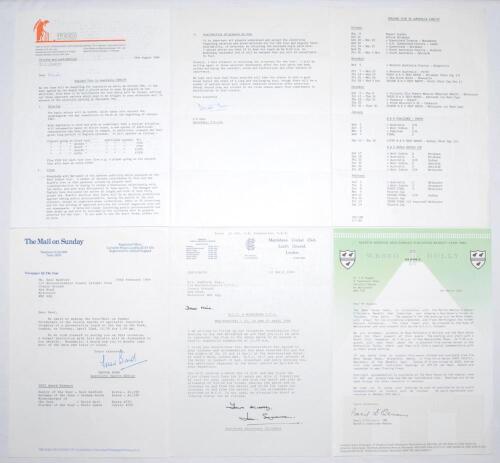 Neil Radford and Basil D&rsquo;Oliveira. Worcestershire C.C.C. Four letters relating to Worcestershire cricketers, including two invitations to Neil Radford, one to attend the Esso/ Mail on Sunday Cricketers of the Season award 1986, the other to play for M.C.C