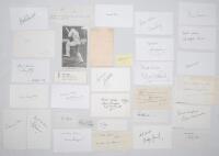 International Test and County signatures 1930s onwards. A good selection of over sixty signatures, the majority signed to white cards with the odd signed cutting image, piece, receipt, label etc. collected by Irving Rosenwater 1960s-1990s, including some 