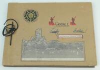 ‘Cricket Lovely Cricket’ late 1940/ 1950’s. Card album/scrapbook, tied with cord to the right hand side containing signed press and magazine cuttings, original postcards, cigarette cards and other ephemera. Profusely signed to images. Signatures include K