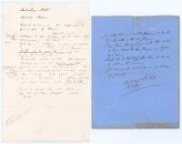 Lillywhite’s tour to Australia 1876/77. First Test-playing tour of Australia by an English side. ‘Australian Match [tour]. Lillywhite & Hobgen’. Interesting pre-agreement draft of a document assumed to have been drawn up by solicitors in advance of the to