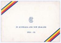 M.C.C. tour to Australia and New Zealand 1954/55. Official M.C.C. Christmas card with title and M.C.C. to front cover, printed team photograph and greeting to centre. Signed ‘Peter [May]’. Good condition.