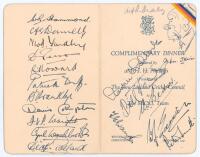 M.C.C. tour to New Zealand 1946/47. Official menu for the ‘Complimentary Dinner’ given by the New Zealand Cricket Council for the M.C.C. touring party, held at Winter Garden, Christchurch, 24th March 1947 during the only Test match played on the New Zeala