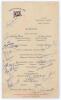 South Africa Tour to England 1951. Official Union-Castle Line ‘R.M.S. Arundel Castle’ menu for dinner in the ‘First Saloon’ on which the touring party travelled to England. Signed by all fifteen members of the party. Signatures are Nourse (Captain), E. Ro