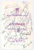 West Indies tour to England 1969. Official folding menu for the dinner given by the Sheffield Cricket Lovers’ Society ‘to honour the West Indies Cricket Team of 1969’. Held at Cutlers’ Hall, Sheffield, 29th May 1969. Signed in ink to the front cover by ov