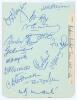 ‘Indian Cricket Team 1951-52’. Album page signed in blue ink by fifteen India players for the Test series against England 1951/52. Signatures are Hazare (Captain), Adhikari, Roy, Chowdhury, Shinde, Ghulam Ahmed, Ramchand, Umrigar, D.K. Gaekwad, Gopinath, 