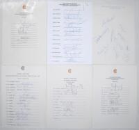 England and West Indies 1988-1996. Four official autograph sheets for international matches at Lord’s. Teams are West Indies for the 3rd One-day International v England, 23rd May 1988 (two copies both signed by 13). England for the 1st Test v South Africa