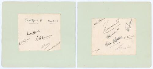 South Africa tour to England 1935. Album page signed in ink by thirteen members of the South African touring party. The page titled ‘South Africa XI May 15, 16, 17’ when they played Oxford University at The Parks, Oxford. Signatures of those who played in