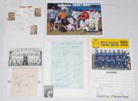 South Africa 1956/57. Ruled page laid to larger page with fifteen signatures including the eleven members of the South Africa team who played England in the 3rd Test at Durban, 25th- 30th January 1957. Players’ signatures include van Ryneveld (Captain), M