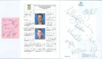 South Africa 1960s- 2010. Small album page with ten signatures in blue ink of South African cricketers, probably mid-1960s. Signatures include McGlew, Tayfield, McLean, Richards, Watson etc. Sold with an unofficial autograph sheet of the South Africa one 