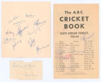 South Africa tour to Australia 1963/64. Album page signed in blue ink by eleven members of the South African touring party. Signatures are Barlow, van der Merwe, Seymour, Farrer, Pithey, Carlstein, Lindsay, Waite, Partridge, P. Pollock and G. Pollock. Sol