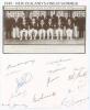 New Zealand tours to England 1949-2014. Five sheets/ pages signed by New Zealand touring parties. One for the 1948 tour with thirteen signatures in ink on card signed below copy photograph of the team laid down. Signatures are W. Hadlee (Captain), Mooney,