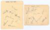 Essex C.C.C. 1947-1992. Ruled album page comprising eleven signatures of the 1947 Essex team in ink and pencil including Pearce (Captain), Bailey, Vigar, Wade, Wilcox, Avery (signed twice), Crabtree etc. Also signed to verso in pencil by six Surrey player