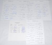 Hampshire C.C.C. 1984-1993. Official autograph sheet for season 1984, fully signed by all twenty one listed players. Sold with four unofficial sheets for seasons 1990 (20 signatures), 1991 (18), 1992 (21), and 1993 (17). Signatures include Pocock, Jesty, 