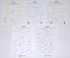 Leicestershire C.C.C. 1986-2007. Nine official autograph sheets for seasons 1986 (19 signatures), 1991 (17), 1992 (18), 1994 (24), 1996 County Championship winners (26), 1997 (24), 1998 County Championship winners (21), 1999 (25), and 2007 (23). Signature